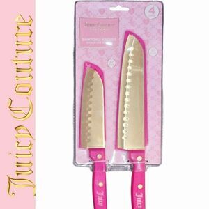 Juicy Couture Home 4-PC Logo Santoku Knives w/Blade Covers